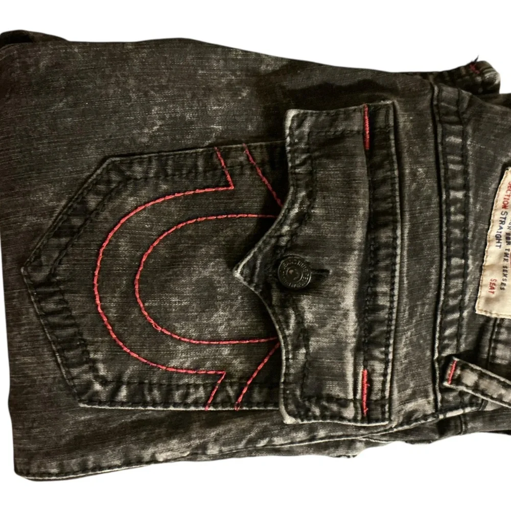 True Religion Men's Black‎ Acid-Wash Slim Straight Jeans size 30X31